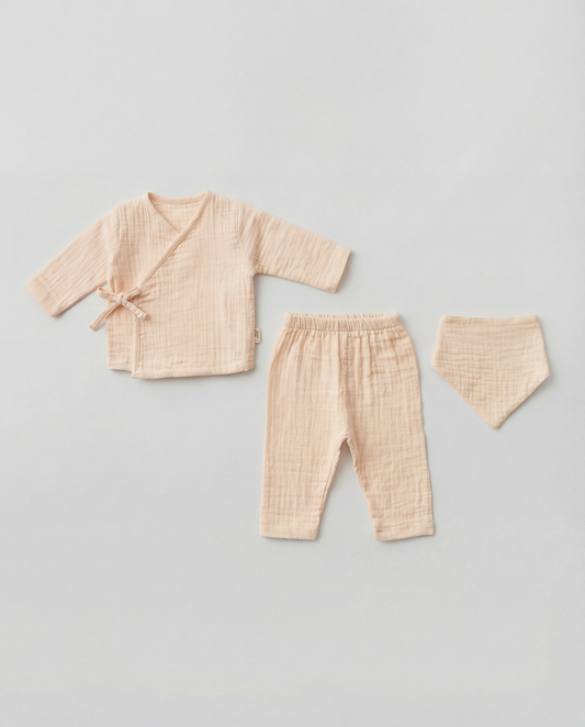 %100 Pamuk 3'lü Müslin Yenidoğan Seti